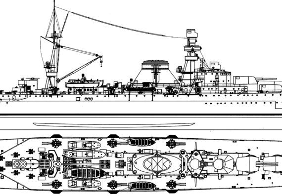 Крейсер ARA Almirante Brown C-1 1931 [Heavy Cruiser] - чертежи, габариты, рисунки